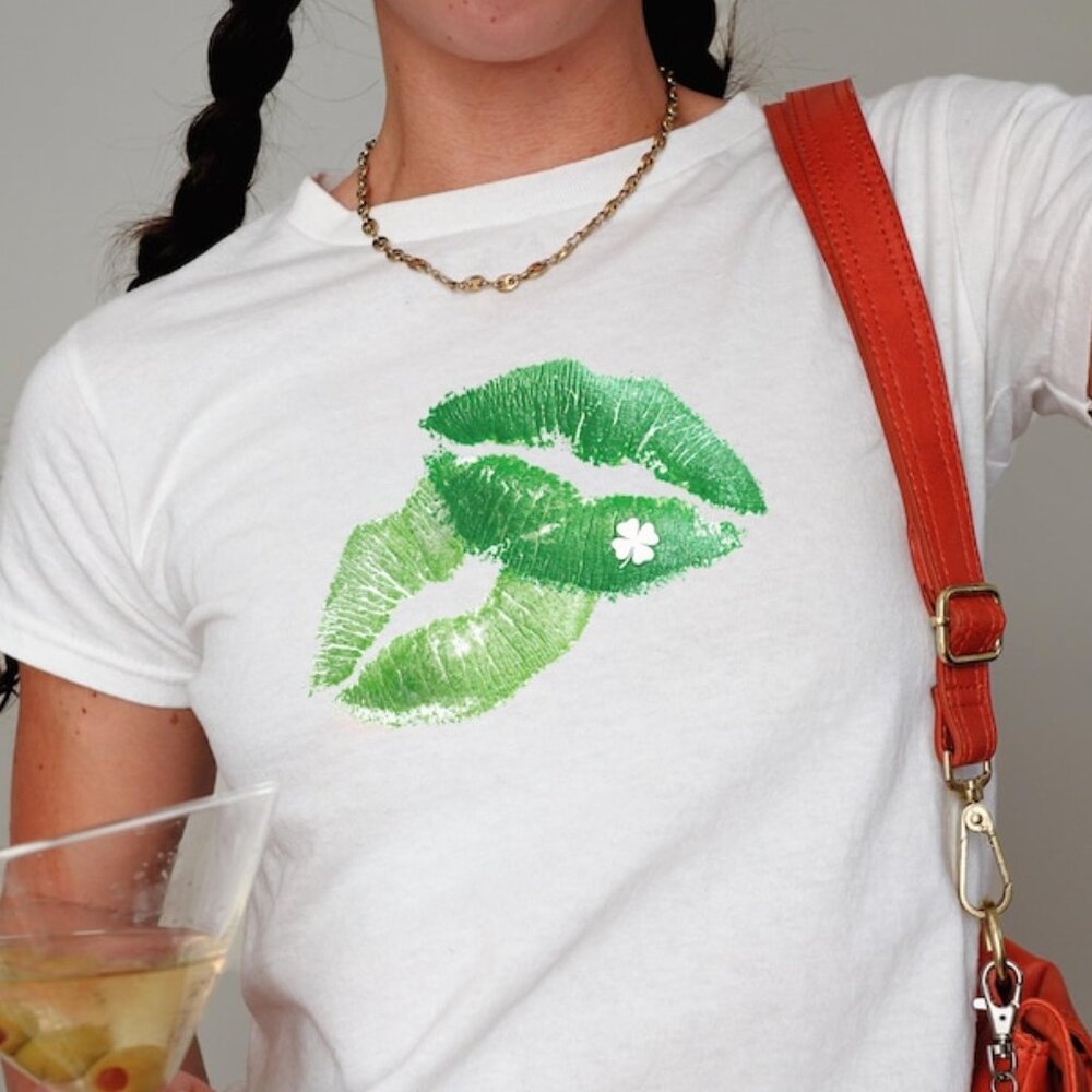 Kiss St. Patrick's Day Unisex Tee, Leprecunt Tee, Lips St. Patrick's Day Shirt - Picture 1 of 4